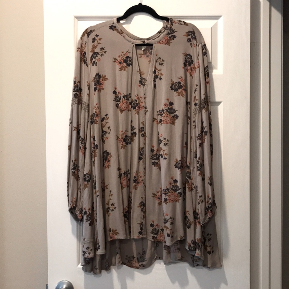 Free People Beige Floral Tunic, Size M